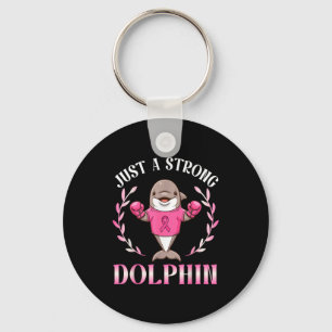 A strong boxing dolphin fighting breast cancer key ring