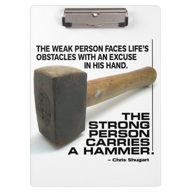 A Strong Person Carries A Hammer - Gym Workout Clipboard (Front)