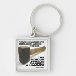 A Strong Person Carries A Hammer - Gym Workout Key Ring