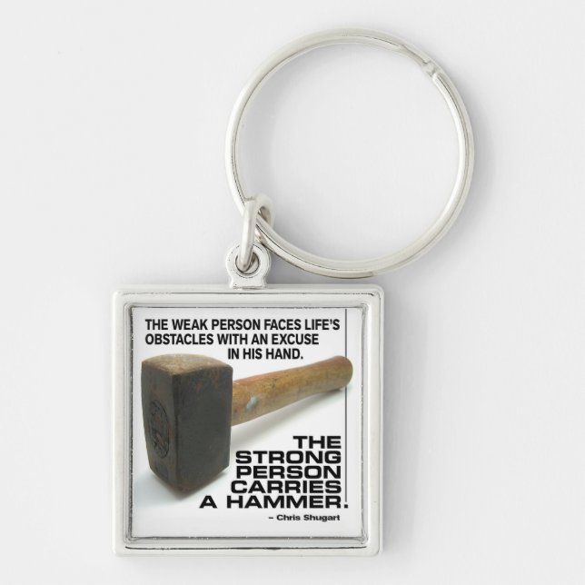 A Strong Person Carries A Hammer - Gym Workout Key Ring (Front)