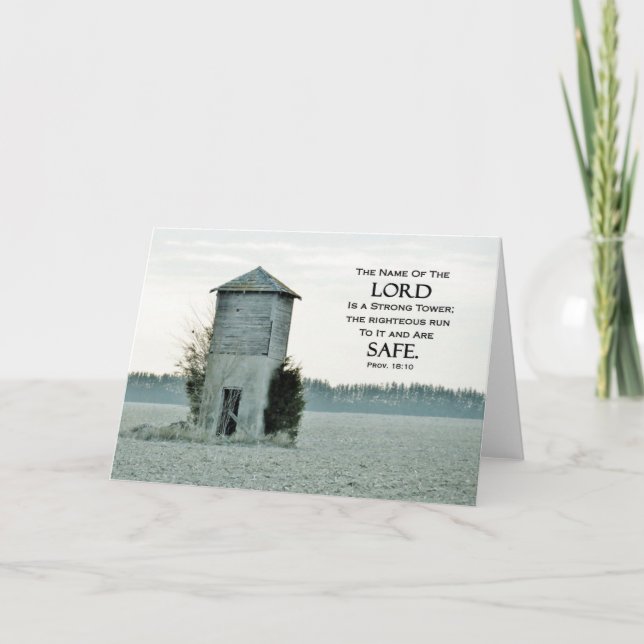 "A Strong Tower" - Scripture Card (Front)