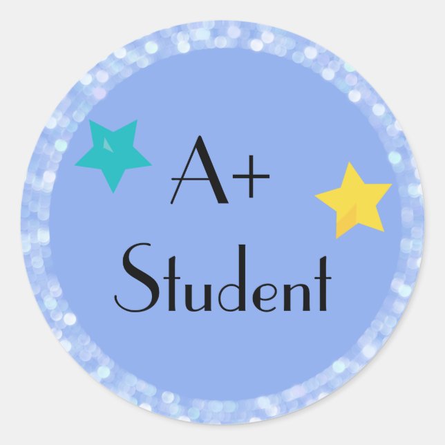 A+ Student with Stars Classic Round Sticker (Front)