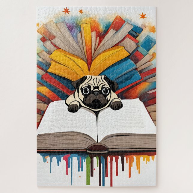 A studious Carlin puppy Jigsaw Puzzle (Vertical)