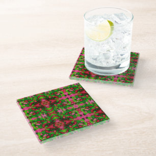 A Study in Pink & Green Glass Coaster