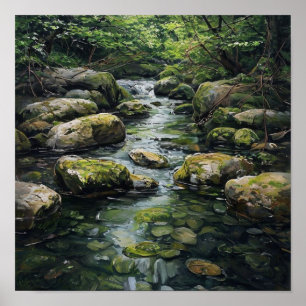 A Study of Filtered Sunlight and Submerged Stones Poster