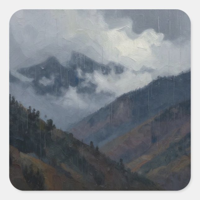 A Study of Mountain Solitude and the Looming Prese Square Sticker (Front)