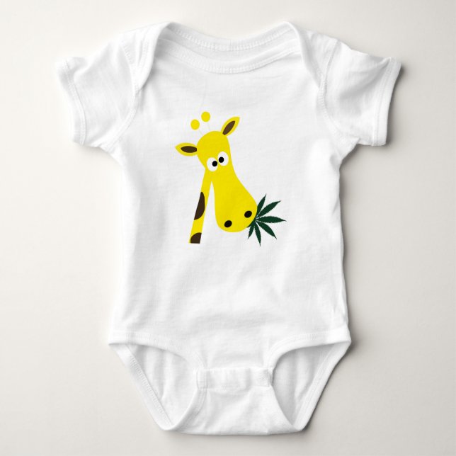 A stunned giraffe baby bodysuit (Front)