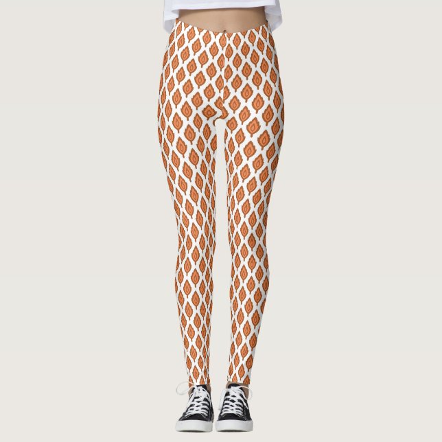 a Stunning Black White Geometric Pattern Design Leggings (Front)