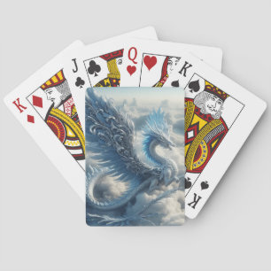 A Stunning Dragon Surrounded by Clouds Playing Cards