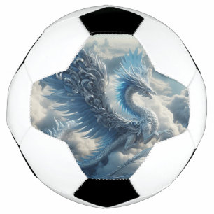 A Stunning Dragon Surrounded by Clouds Soccer Ball