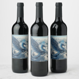 A Stunning Dragon Surrounded by Clouds Wine Label