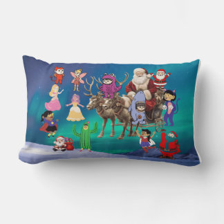 A stunning Festive Beach Scene with Santa Claus Lumbar Cushion