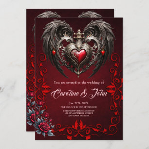 A stunning gothic heart  invitation