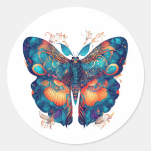 A stunning moth with intricate patterns classic round sticker