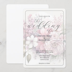 A Stunning Pink Bouquet Elegant Wedding Invitation