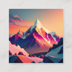 A stunning sunset over colorful snowy mountains.  square business card