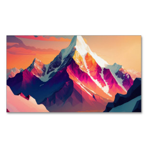 A stunning sunset over colourful snowy mountains. Magnetic business card