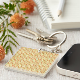 a Stunning Yellow and White Background Design  Key Ring