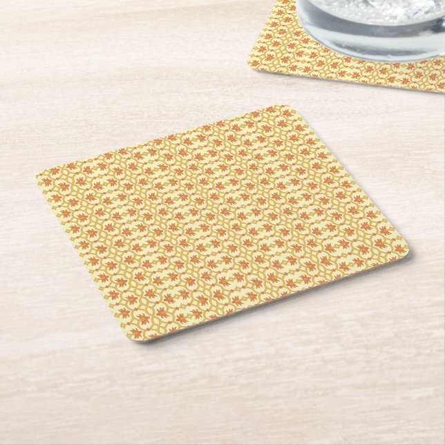 a Stunning Yellow and White Background Design  Square Paper Coaster (Angled)