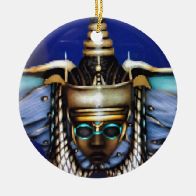 a sturdy afrocentric ceramic ornament (Front)