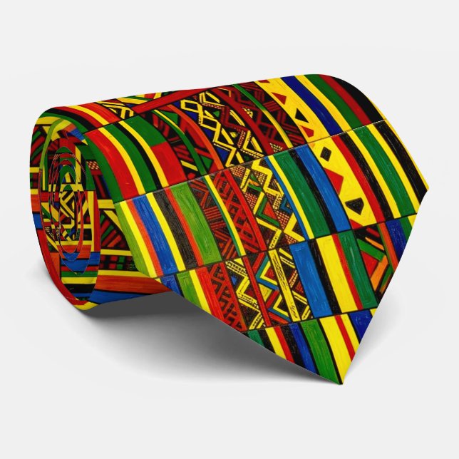 A stylised interpretation of "Kente" print Tie (Rolled)