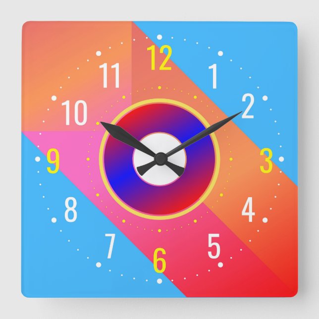 A Stylish and Contemporary Design - Unique Square Wall Clock (Front)
