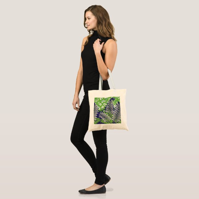 A stylish green and purple patterned image with a  tote bag (Front (Model))