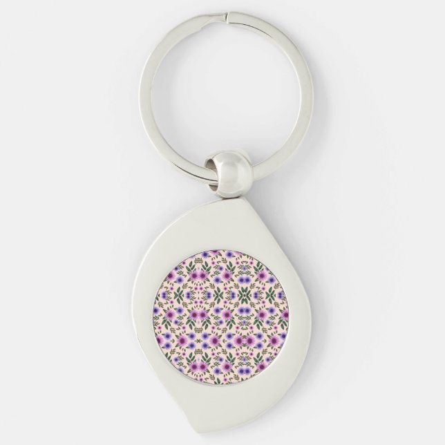 A stylish keychain featuring a round, colourful  (Front)