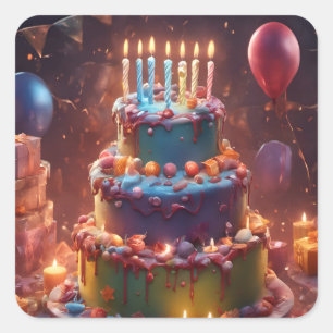 A successful birthday party square sticker