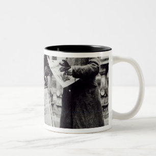 A Suffragette selling newspapers to two Two-Tone Coffee Mug