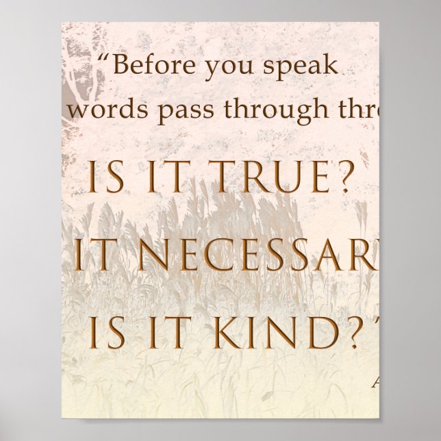 A Sufi Saying The Three Gates of Speech  Poster (Front)