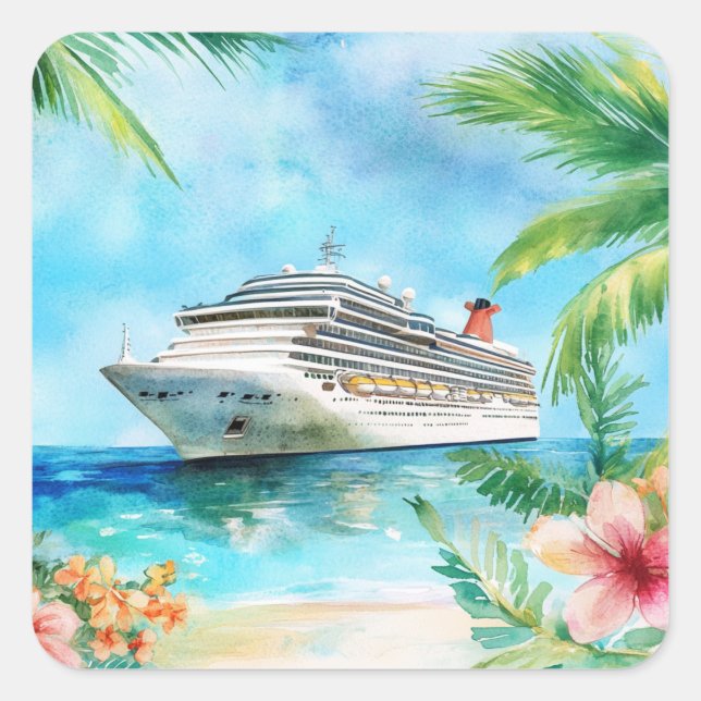 A Summer Cruise Square Sticker (Front)