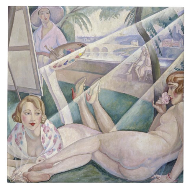 A Summer Day (Beautiful Women in the Sun) Ceramic Tile (Front)