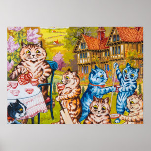 A Summer Tea Party by Louis Wain Poster