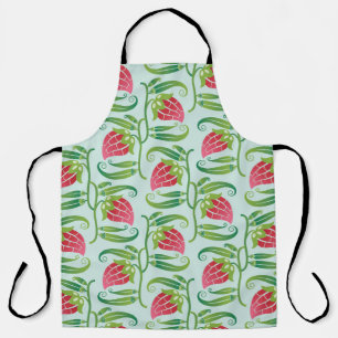 a summery seamless pattern featuring strawberries apron