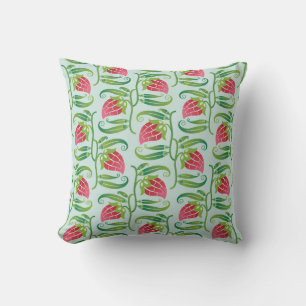 a summery seamless pattern featuring strawberries cushion
