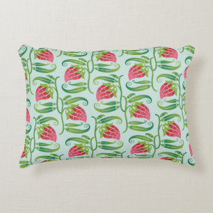 a summery seamless pattern featuring strawberries decorative cushion