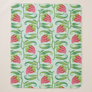 a summery seamless pattern featuring strawberries sherpa blanket
