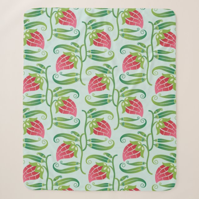 a summery seamless pattern featuring strawberries  sherpa blanket (Front)