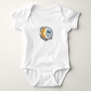 A sun and moon fused together baby bodysuit