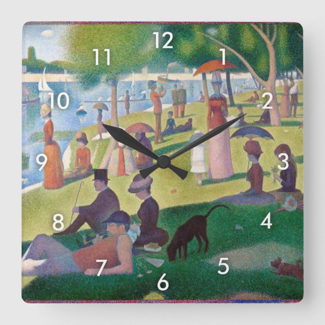 A Sunday Afternoon at La Grande Jatte, Seurat Square Wall Clock (Front)