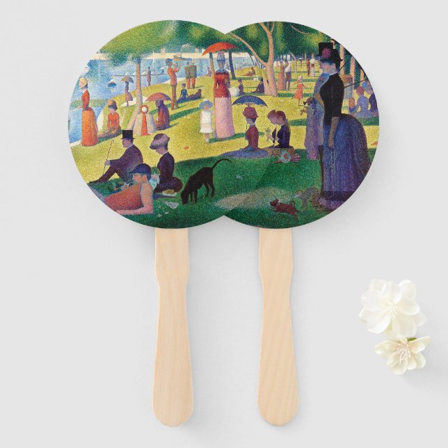 A Sunday Afternoon on La Grande Jatte by Seurat Hand Fan (Front and Back)