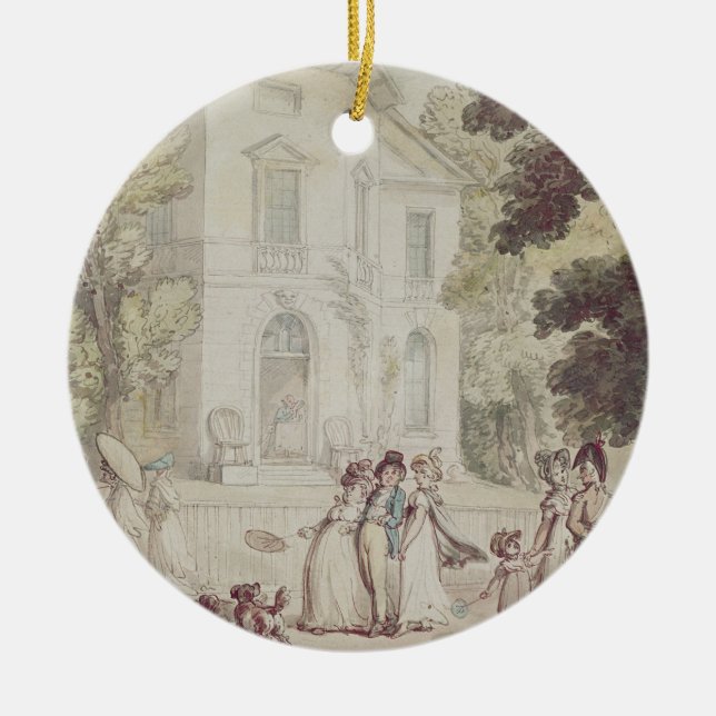 A Sunday Afternoon Promenade Ceramic Tree Decoration (Front)