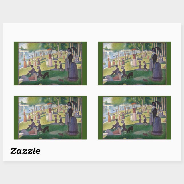 A Sunday on La Grande Jatte by Seurat, Fine Art Rectangular Sticker (Sheet)