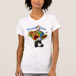 A Sunflower and Panda Earth T-Shirt