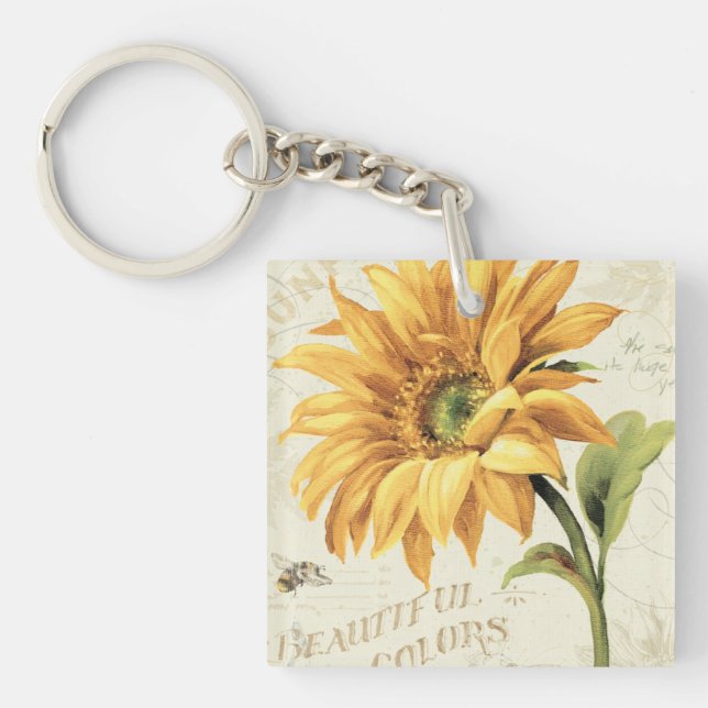 A Sunflower in Full Bloom Key Ring (Front)