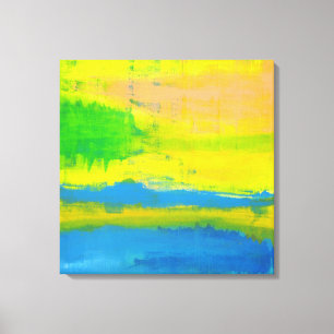 "A SUNNY DAY" Yellow Blue Nautical Abstract Art Canvas Print