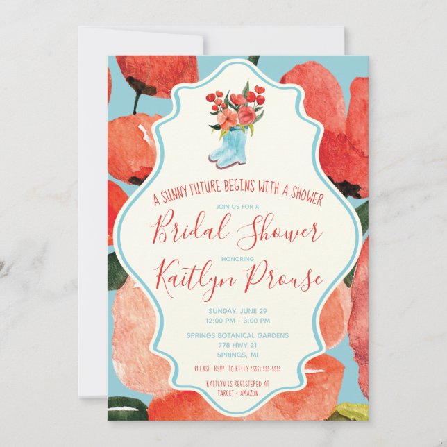 A Sunny Future Begins with a Shower!  Rain Boots  Invitation (Front)