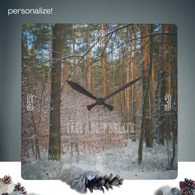 A sunny winter day in the pine forest square wall clock (Creator Uploaded)