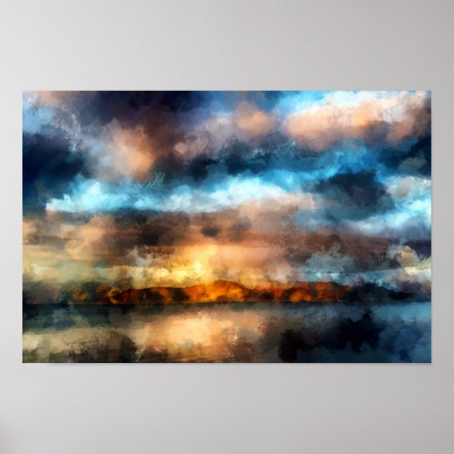 A sunset on Iceland in summer | Landscape Painting Poster (Front)